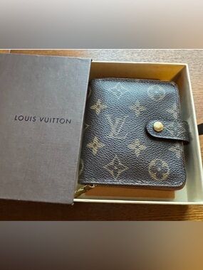 Louis Vuitton Brown Monogram Compact Zip Wallet with Box & COA